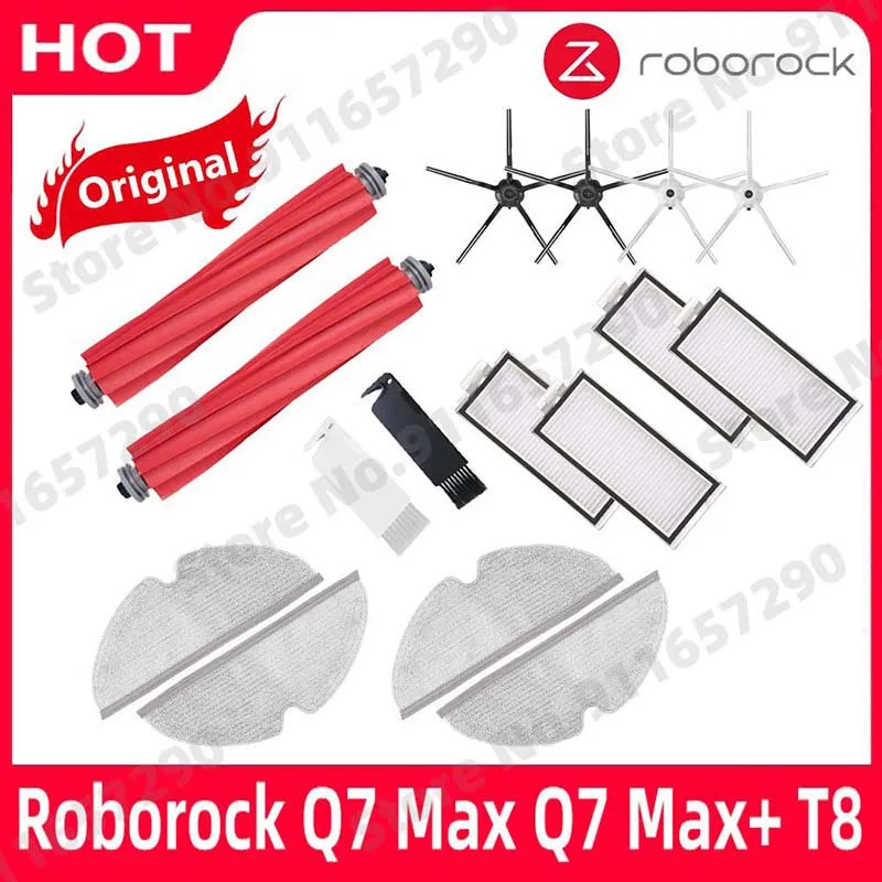 Roborock Q7 Max Q7 Max + Q7 Plus T8 메인 브러시, 세척 가능 헤파 필터 사이드 브러시, 걸레 천 로봇 진공 청소기 액세서리, 오리지널