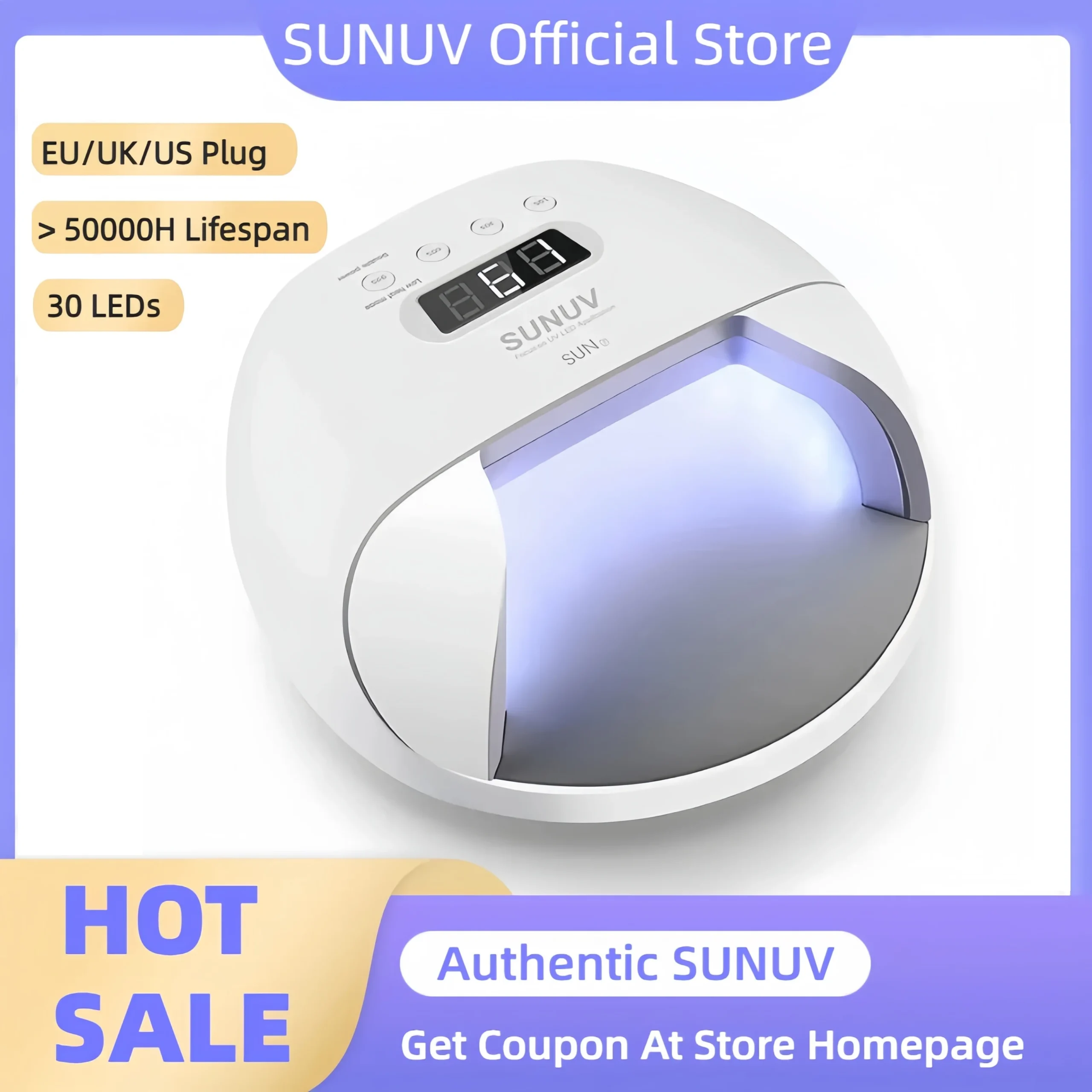 SUNUV UV LED 네일 램프 건조기, 강력한 파워, 빠른 경화 네일 젤, 전문 네일 건조기, UV 젤 건조 도구 기계, SUN7